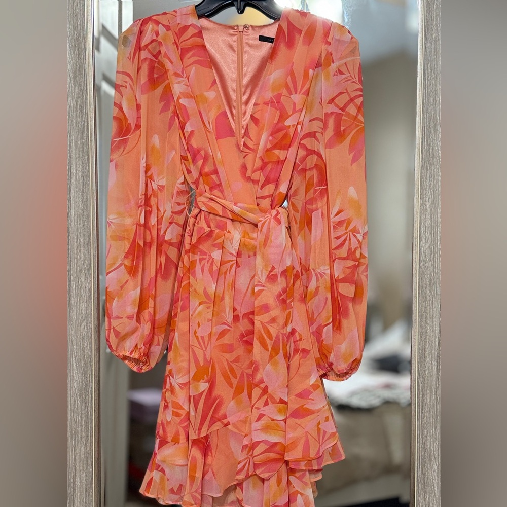 Alex Marie Orange and Pink Floral Dress